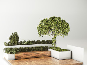 roof garden furniture seating and garden set 3D Model