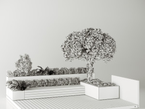 roof garden furniture seating and garden set 3D 模型