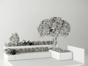 roof garden furniture seating and garden set 3D Model