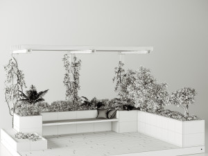 roof garden and landscape furniture with pergola Model 3D
