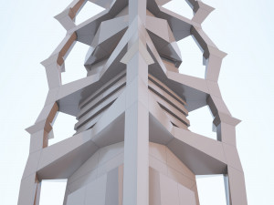 low-poly scifi building collection Model 3D