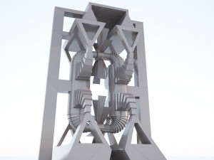low-poly scifi building collection Model 3D