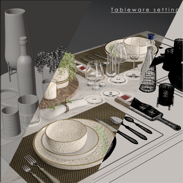 tableware setting 3D Model .c4d .max .obj .3ds .fbx .stl .blend 