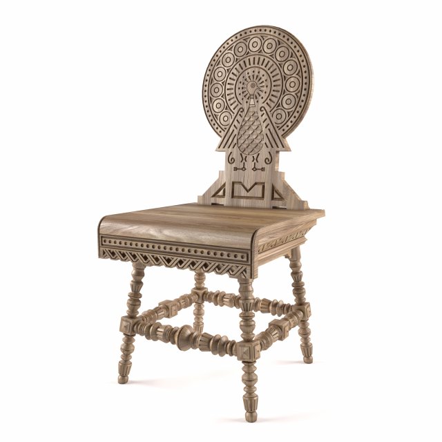 antique russian carved chair 3D Model .c4d .max .obj .3ds .fbx .stl .blend 