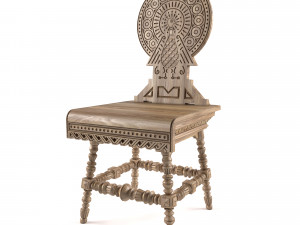 antique russian carved chair 3D Model