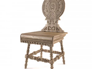 古董俄罗斯雕刻椅子 3D 模型
