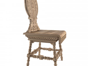antique russian carved chair 3D Model