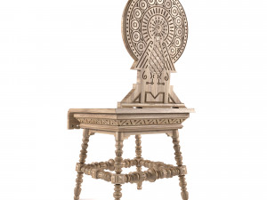 antique russian carved chair 3D Model