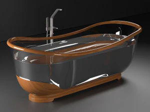 玻璃和木质浴室 3D 模型