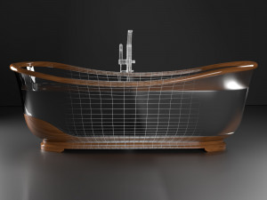 glass and wood bathroom Modelo 3D