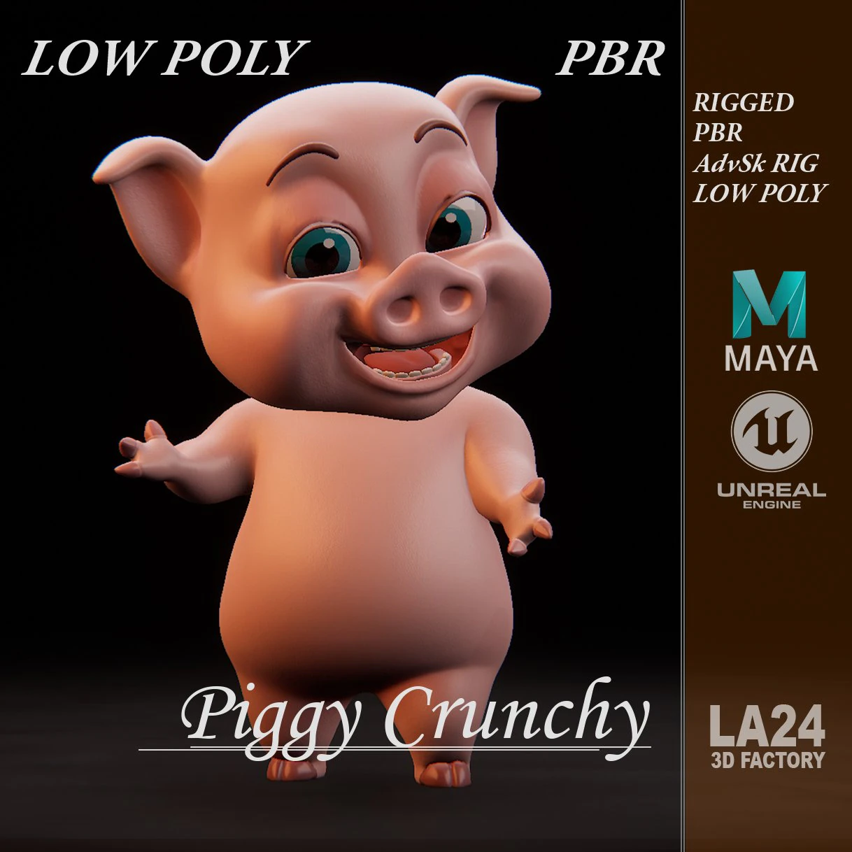 piggy crunchy 3D Model .c4d .max .obj .3ds .fbx .stl .blend 
