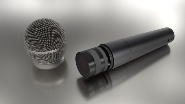 dynamic microphone grey hd 3D Model .c4d .max .obj .3ds .fbx .stl .blend 