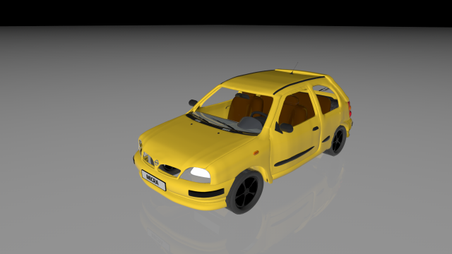 car yellow micra medium quality model Modelo 3D .c4d .max .obj .3ds .fbx .stl .blend 