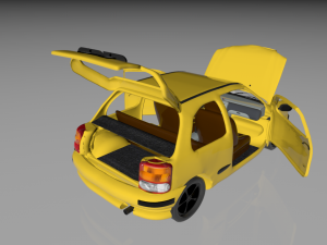 car yellow micra medium quality model Modelo 3D