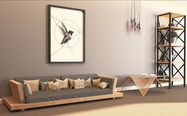 living room furniture set 3D Модель .c4d .max .obj .3ds .fbx .stl .blend 