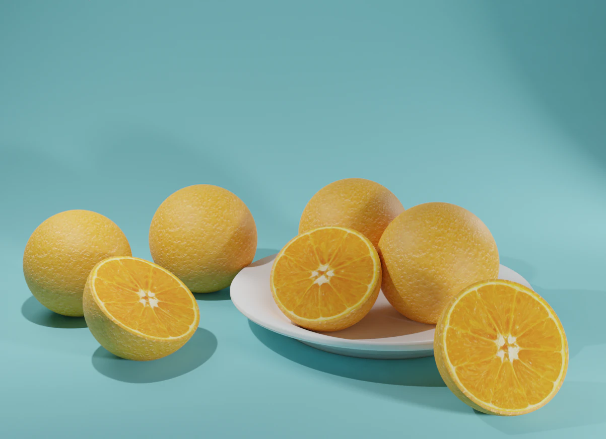 orange and plate 3D Model .c4d .max .obj .3ds .fbx .stl .blend