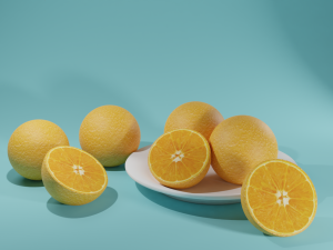 orange and plate 3D Model