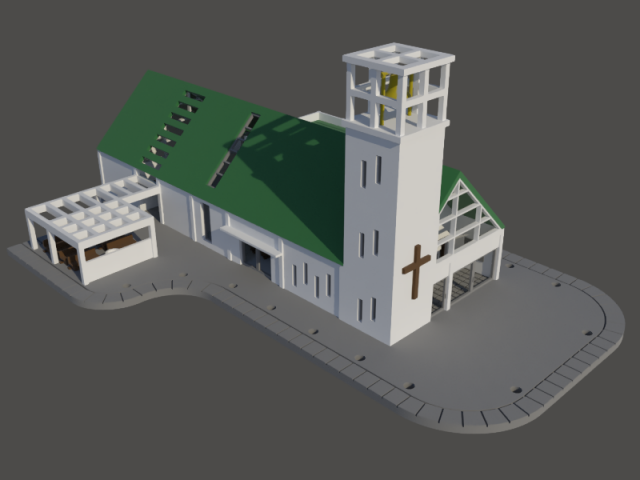 Church with campanary in N gauge Model Cetak 3D .c4d .max .obj .3ds .fbx .stl .blend 