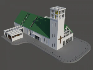 Iglesia con campanario en v&iacute;a N Modelo de impresión 3D