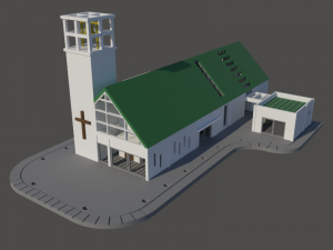 Church with campanary in N gauge Model Cetak 3D