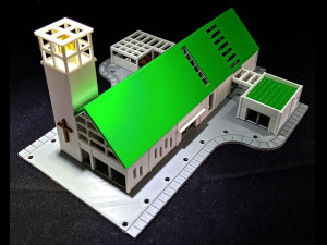 Church with campanary in N gauge Model Cetak 3D