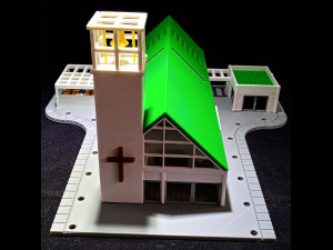 Church with campanary in N gauge Model Cetak 3D