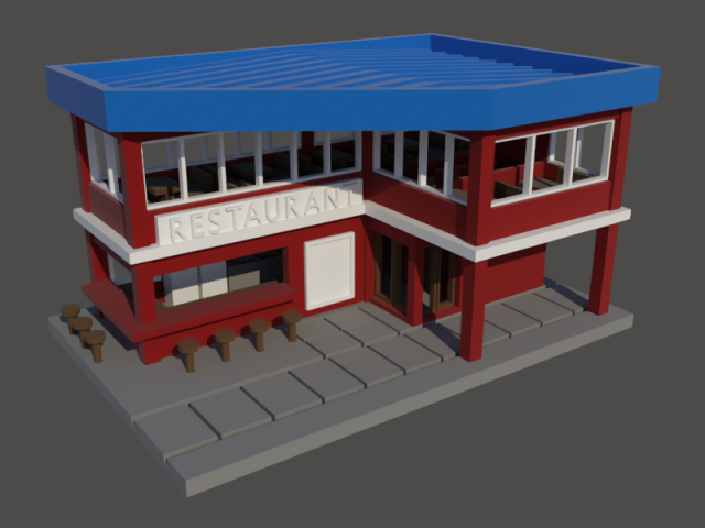 Restaurant in N Gauge 3D Baskı Modeli .c4d .max .obj .3ds .fbx .stl .blend 