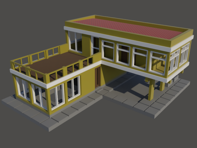 House in L form in N gauge 3Dプリントモデル .c4d .max .obj .3ds .fbx .stl .blend 