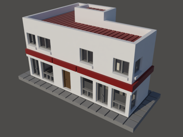 Small building with commerce and apartments in N gauge Modello di stampa 3D .c4d .max .obj .3ds .fbx .stl .blend 