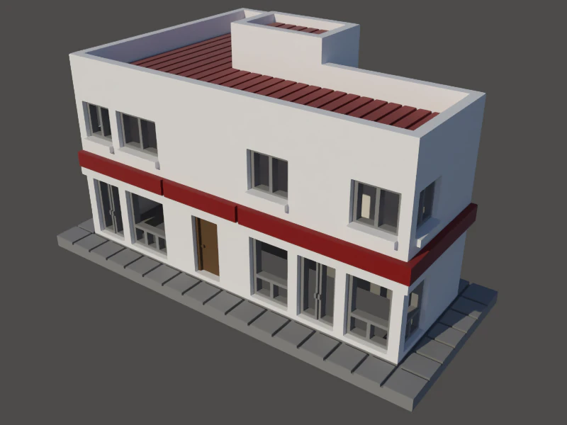 Small building with commerce and apartments in N gauge 3D Print Model .c4d .max .obj .3ds .fbx .stl .blend 