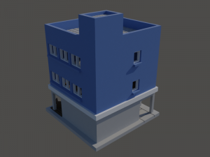 Building with cafeteria in first floor in N gauge 3D प्रिंट मॉडल