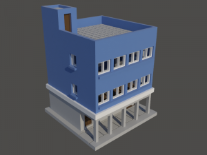 Building with cafeteria in first floor in N gauge 3D प्रिंट मॉडल