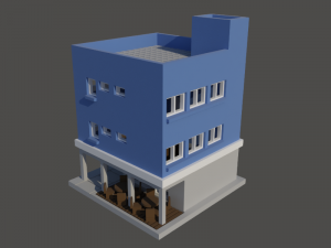Building with cafeteria in first floor in N gauge 3D प्रिंट मॉडल