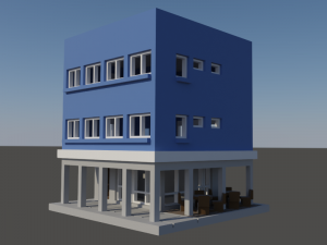 Building with cafeteria in first floor in N gauge 3D प्रिंट मॉडल