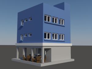 Building with cafeteria in first floor in N gauge 3D प्रिंट मॉडल