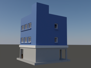 Building with cafeteria in first floor in N gauge 3D प्रिंट मॉडल
