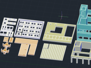 Building with cafeteria in first floor in N gauge 3D प्रिंट मॉडल