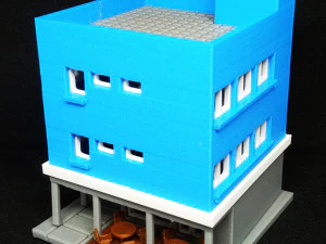 Building with cafeteria in first floor in N gauge 3D Print Model