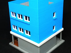 Building with cafeteria in first floor in N gauge 3D Print Model