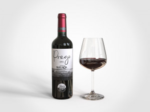 wine bottle and glass Model 3D