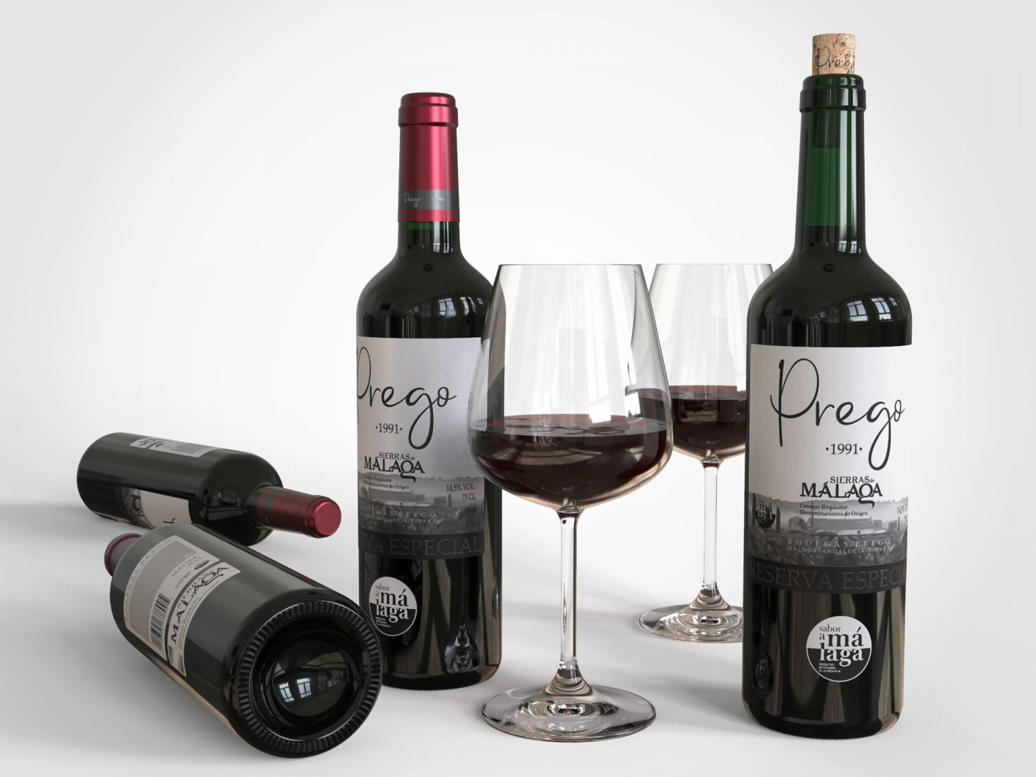 wine bottle and glass 3D Model .c4d .max .obj .3ds .fbx .stl .blend 