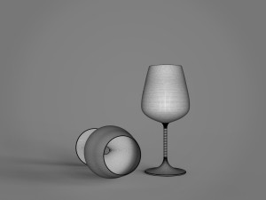 wine bottle and glass Model 3D