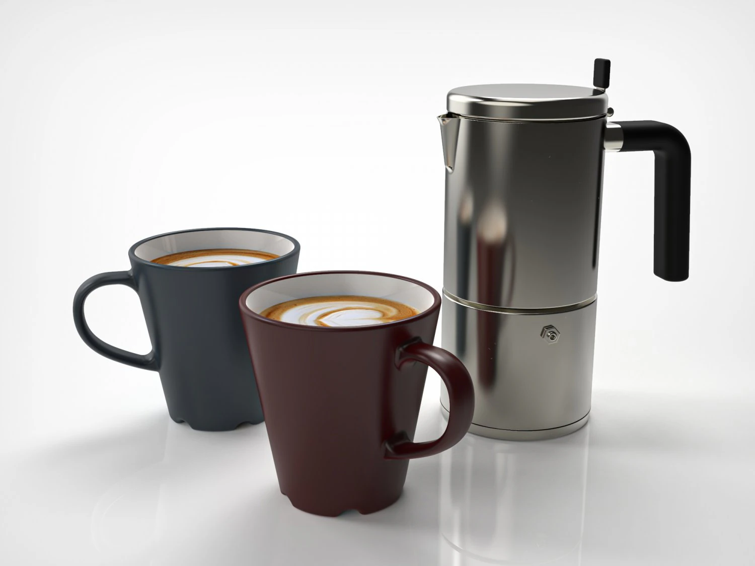 coffee pot and coffee cup 3D Model .c4d .max .obj .3ds .fbx .stl .blend 
