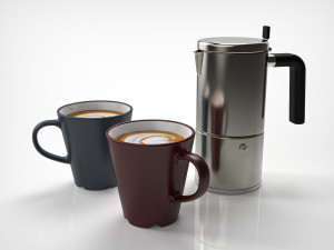 coffee pot and coffee cup 3D Model