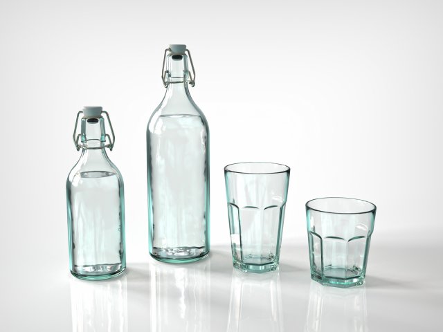 vintage glass bottle and classic glass Modèle 3D .c4d .max .obj .3ds .fbx .stl .blend 