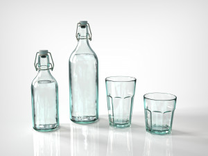 cup glass bottle vacuum thermos plastics water drink transparent 3D model