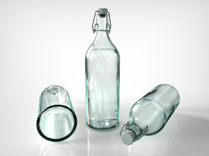 vintage glass bottle and classic glass Modèle 3D