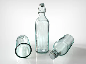 vintage glass bottle and classic glass 3D Model