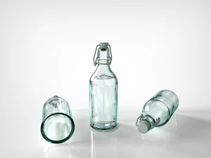 vintage glass bottle and classic glass 3D Model