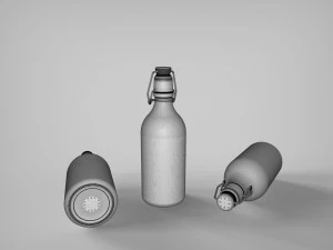 vintage glass bottle and classic glass 3D Model